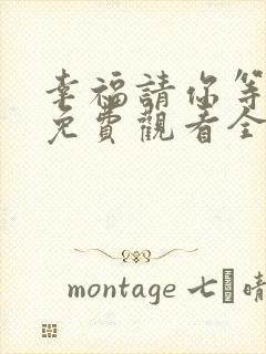 幸福请你等等我免费观看全集
