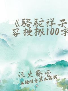 《骆驼祥子》内容梗概100字