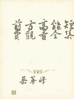 前方高能短剧免费观看全集完整版