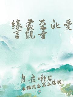 缘尽至此爱不再言观看