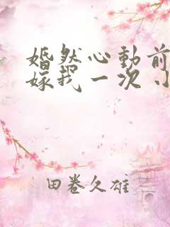 婚然心动前妻再嫁我一次 小说