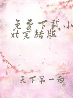 免费下载小说txt完结版