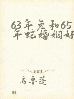63年兔和65年蛇婚姻好吗