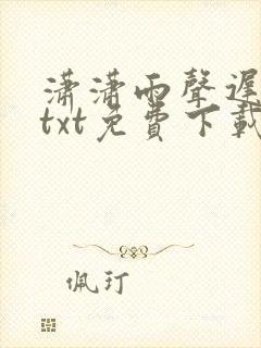 潇潇雨声迟小说txt免费下载