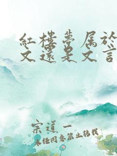 红楼梦属于白话文还是文言文