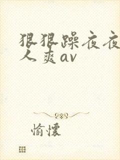狠狠躁夜夜躁人人爽av