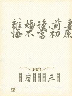 离婚后,前妻她悔不当初原著