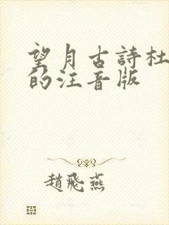 望月古诗杜甫写的注音版
