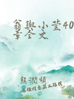 翁与小莹400章全文 翁与小莹400章全文