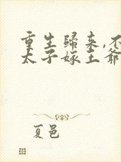 重生归来,不嫁太子嫁王爷