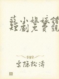 苏小姐嫁错人了短剧免费观看