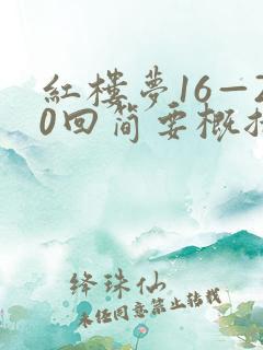 红楼梦16—20回简要概括