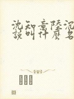 沈知意陆沉舟小说叫什么名字