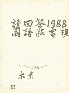 请回答1988国语版电视剧网
