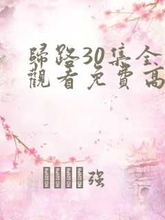归路30集全集观看免费高清电视剧