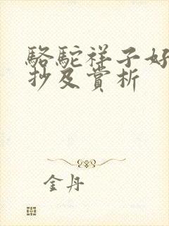 骆驼祥子好段摘抄及赏析