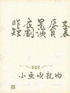 昨夜星辰又逢君短剧演员表名单 昨夜星辰又逢君短剧演员表名单