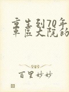 重生到70年代军区大院的小说