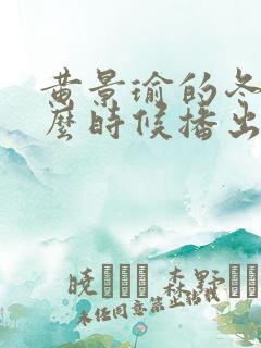 黄景瑜的冬至什么时候播出