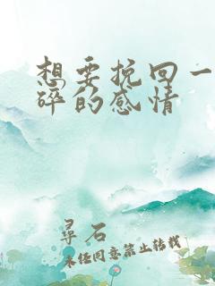 想要挽回一段破碎的感情