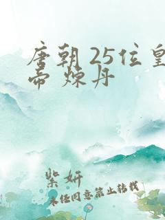 唐朝 25位皇帝 炼丹 唐朝 25位皇帝 炼丹