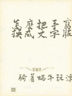 怎么把手写的转换成文字版