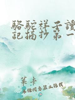 骆驼祥子读书笔记摘抄第一章200字
