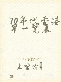 70年代香港女星一览表