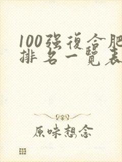 100强复合肥排名一览表