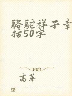 骆驼祥子章节概括50字