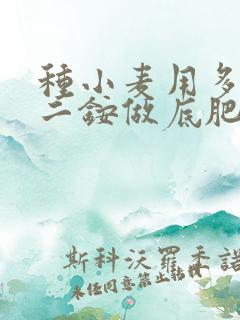 种小麦用多少斤二铵做底肥