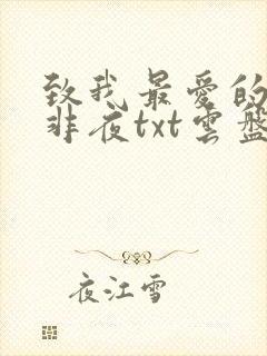 致我最爱的你叶非夜txt云盘