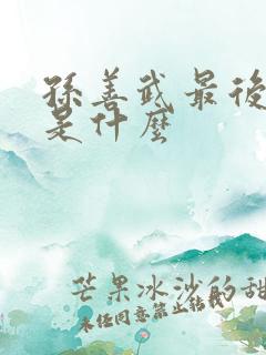 孙善武最后结局是什么