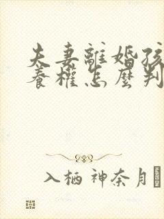 夫妻离婚孩子抚养权怎么判定