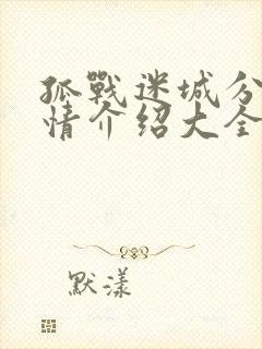 孤战迷城分集剧情介绍大全