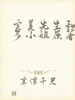 完美先生和差不多小姐原著