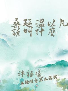 桑延温以凡的小说叫什么