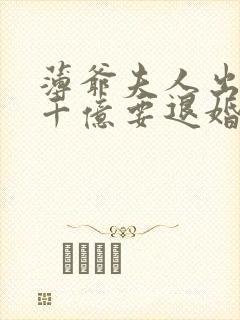 薄爷夫人出价一千亿要退婚小说免费阅读全文