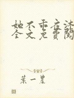 她不乖夜沐小说全文免费阅读