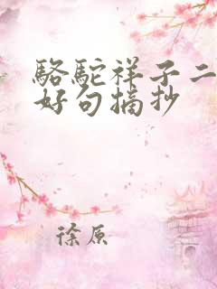 骆驼祥子二十章好句摘抄