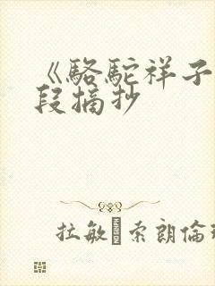 《骆驼祥子》文段摘抄