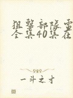 狙击部队电视剧全集40集在线播放