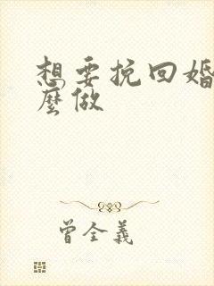想要挽回婚姻怎么做