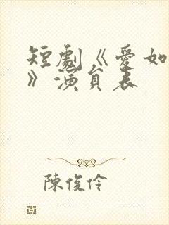 短剧《爱如初见》演员表 短剧《爱如初见》演员表