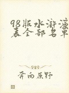 98版水浒演员表全部名单