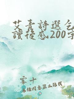 艾青诗选乞丐的读后感200字