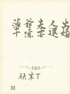 薄爷夫人出价一千亿要退婚全文免费阅读全文