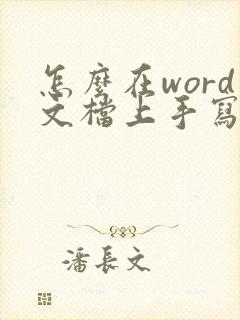 怎么在word文档上手写签名