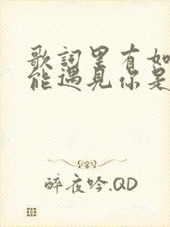 歌词里有如果还能遇见你是什么歌