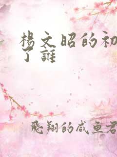 杨文昭的初吻给了谁